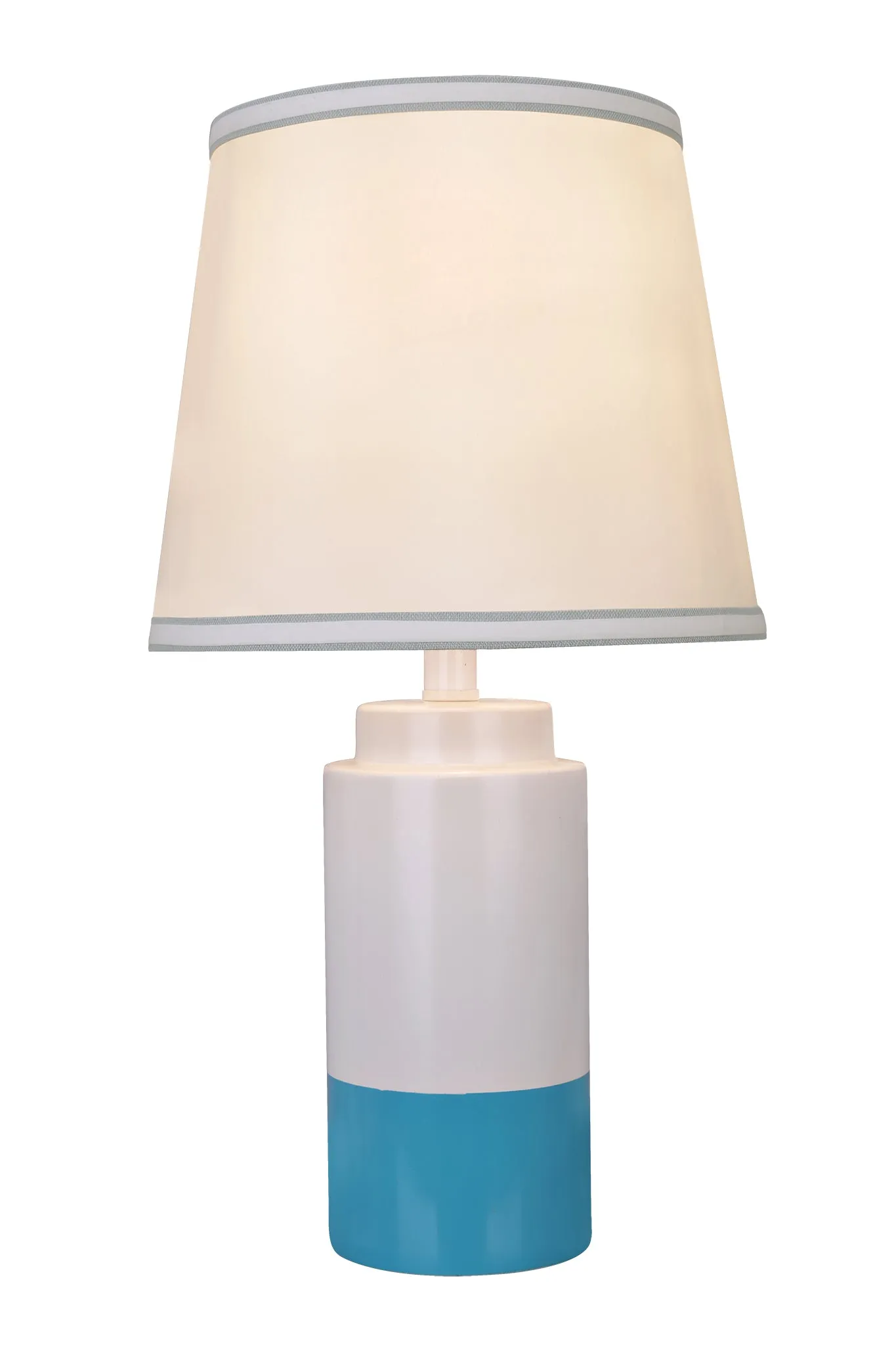 # 40114-22, Two Pack Set - 18 1/2" High Traditional Ceramic Table Lamp, Off White & Sky Blue and Empire Shaped Lamp Shade in Off White, 10" Wide