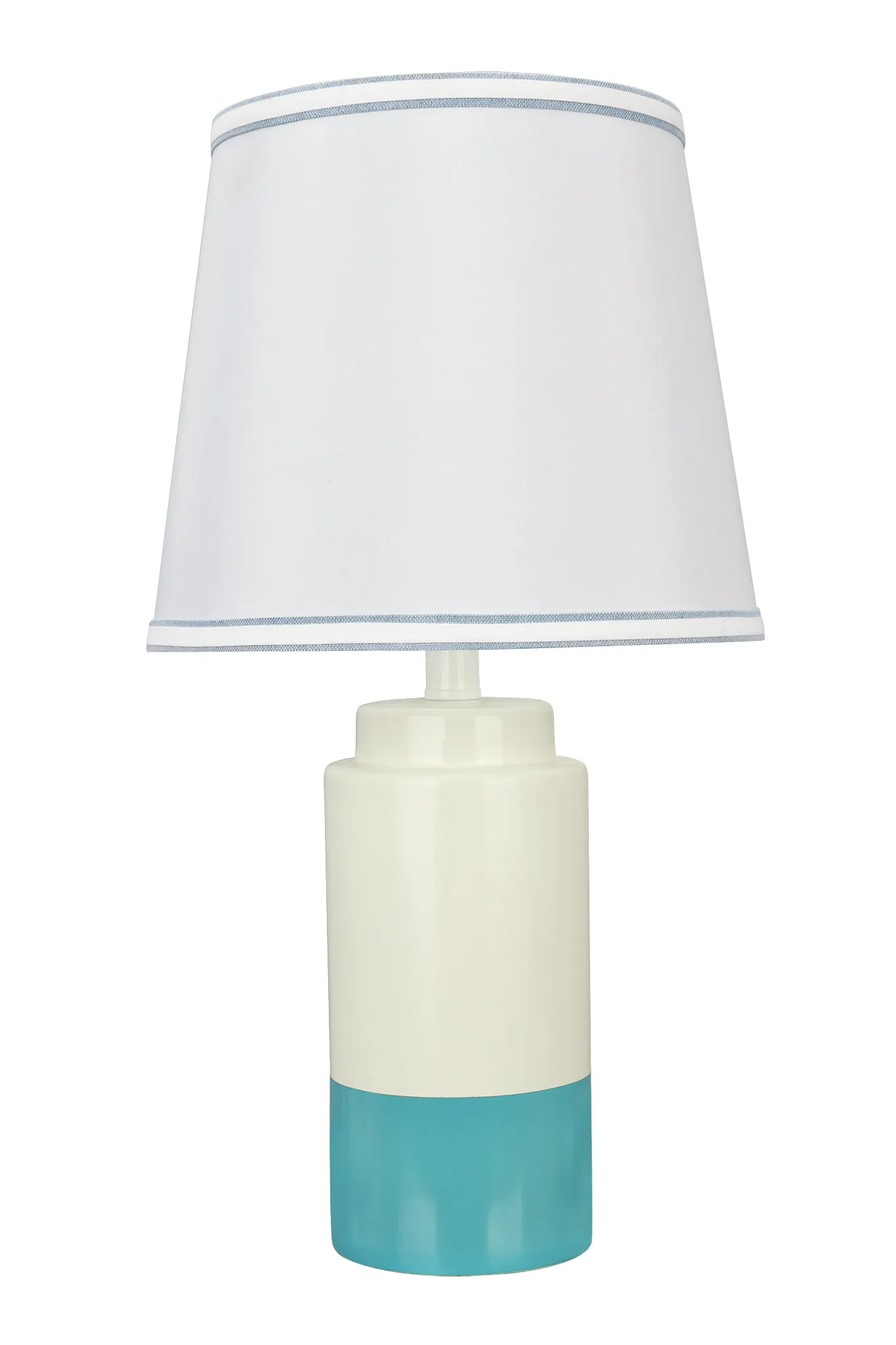 # 40114-22, Two Pack Set - 18 1/2" High Traditional Ceramic Table Lamp, Off White & Sky Blue and Empire Shaped Lamp Shade in Off White, 10" Wide