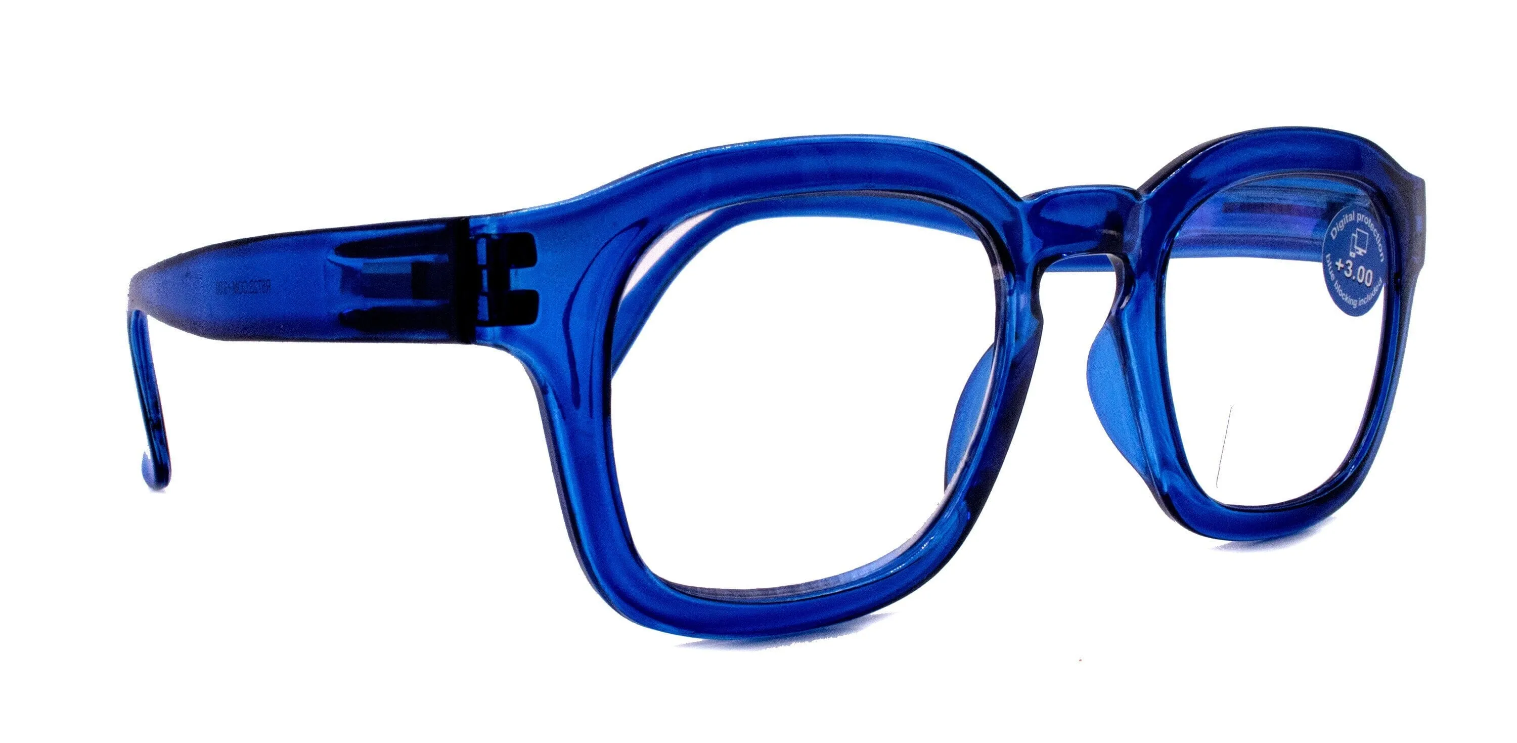 Apollo, (Blue Light Glasses) (Computer Reading Glasses) Reduce Eyestrain A/R Anti Glare  1.25...  3.00, Large Square (Blue) NY Fifth Avenue.