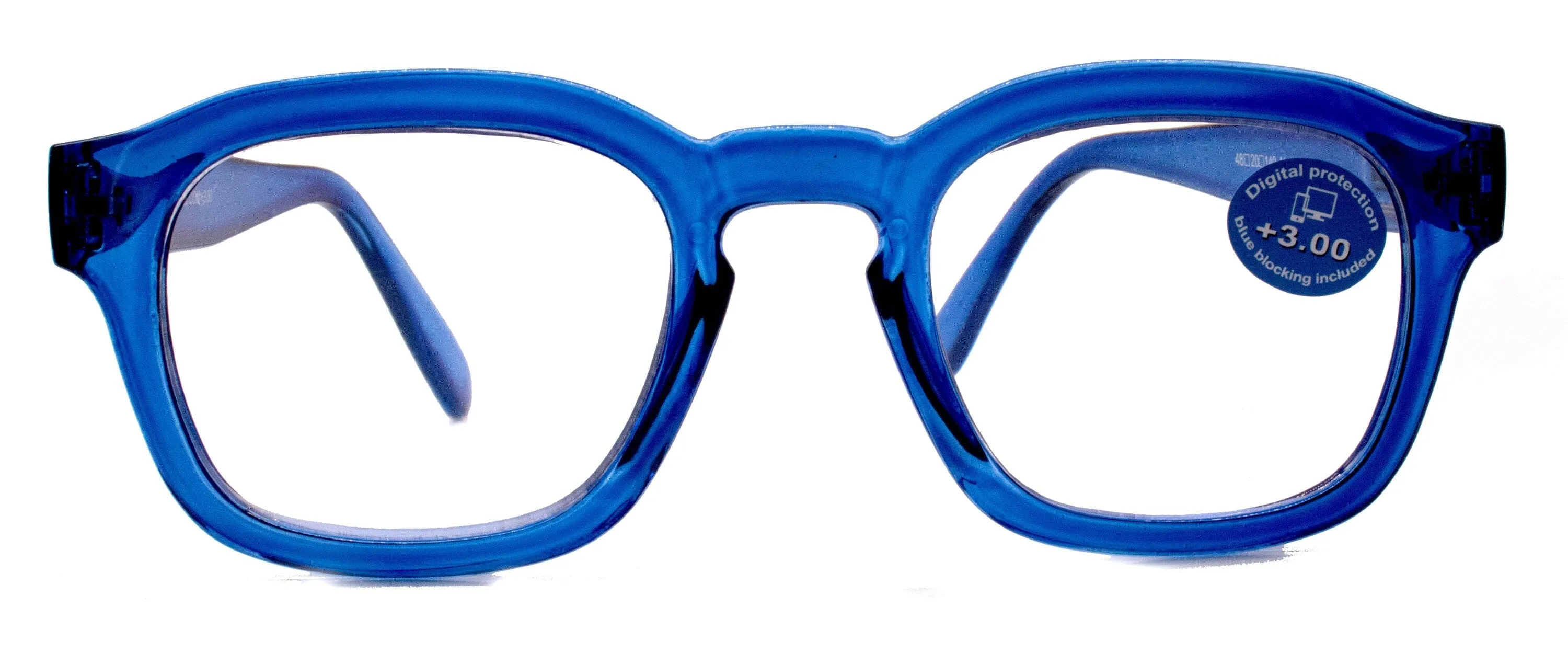 Apollo, (Blue Light Glasses) (Computer Reading Glasses) Reduce Eyestrain A/R Anti Glare  1.25...  3.00, Large Square (Blue) NY Fifth Avenue.