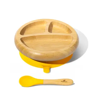Avanchy Baby Bamboo Stay Put Suction Plate   Spoon