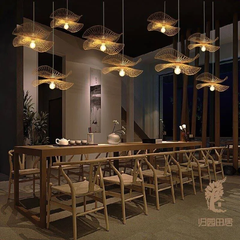 Bamboo Chandelier with Japanese Zen Art Style