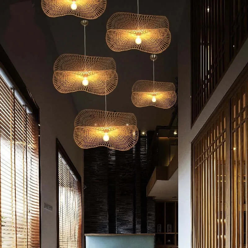 Bamboo Chandelier with Japanese Zen Art Style