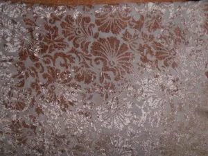 Beige Devore Polyester Viscose Burnout Velvet fabric ~ 44&quot; wide [5699]