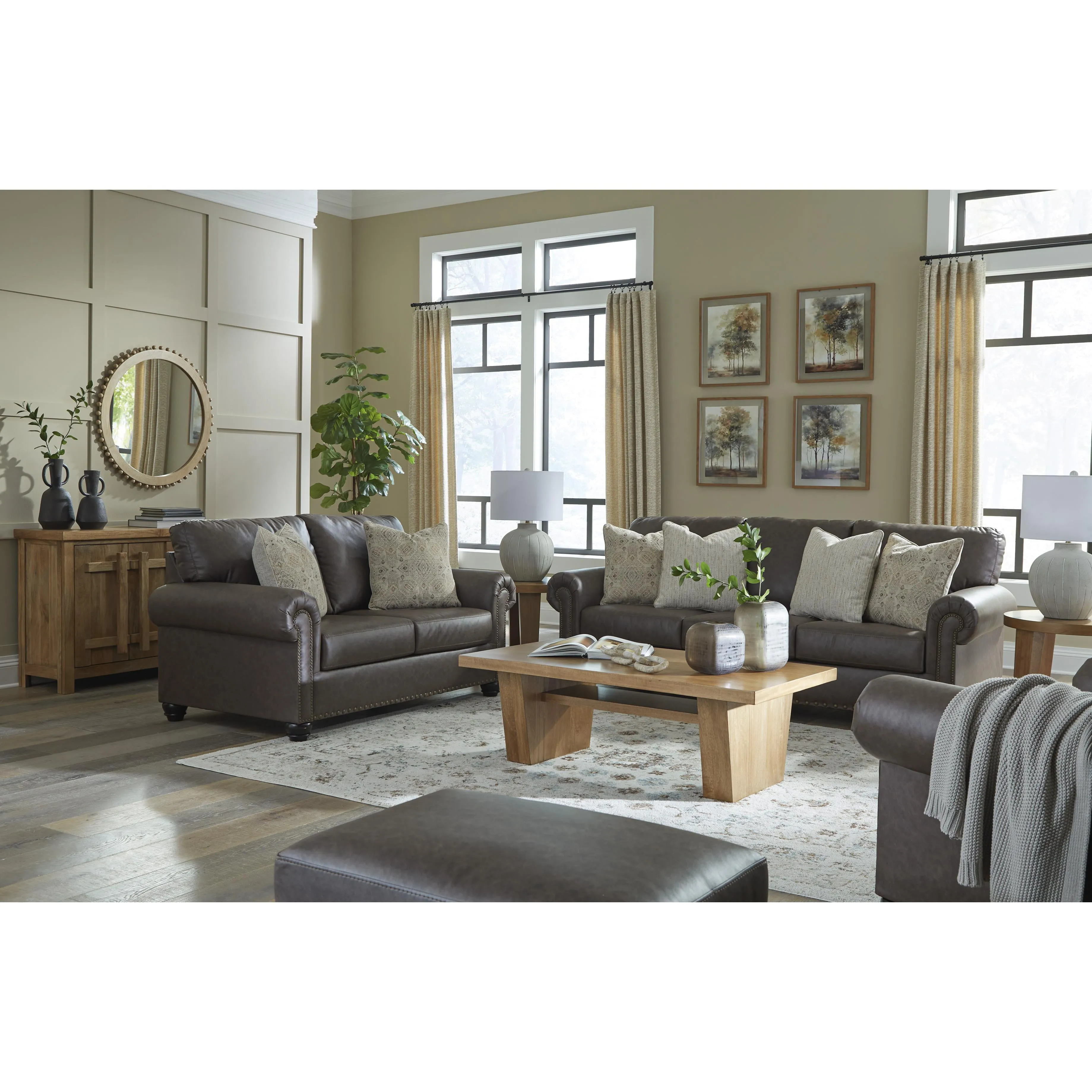 Benchcraft Roxmere Leather Look Ottoman 5550314