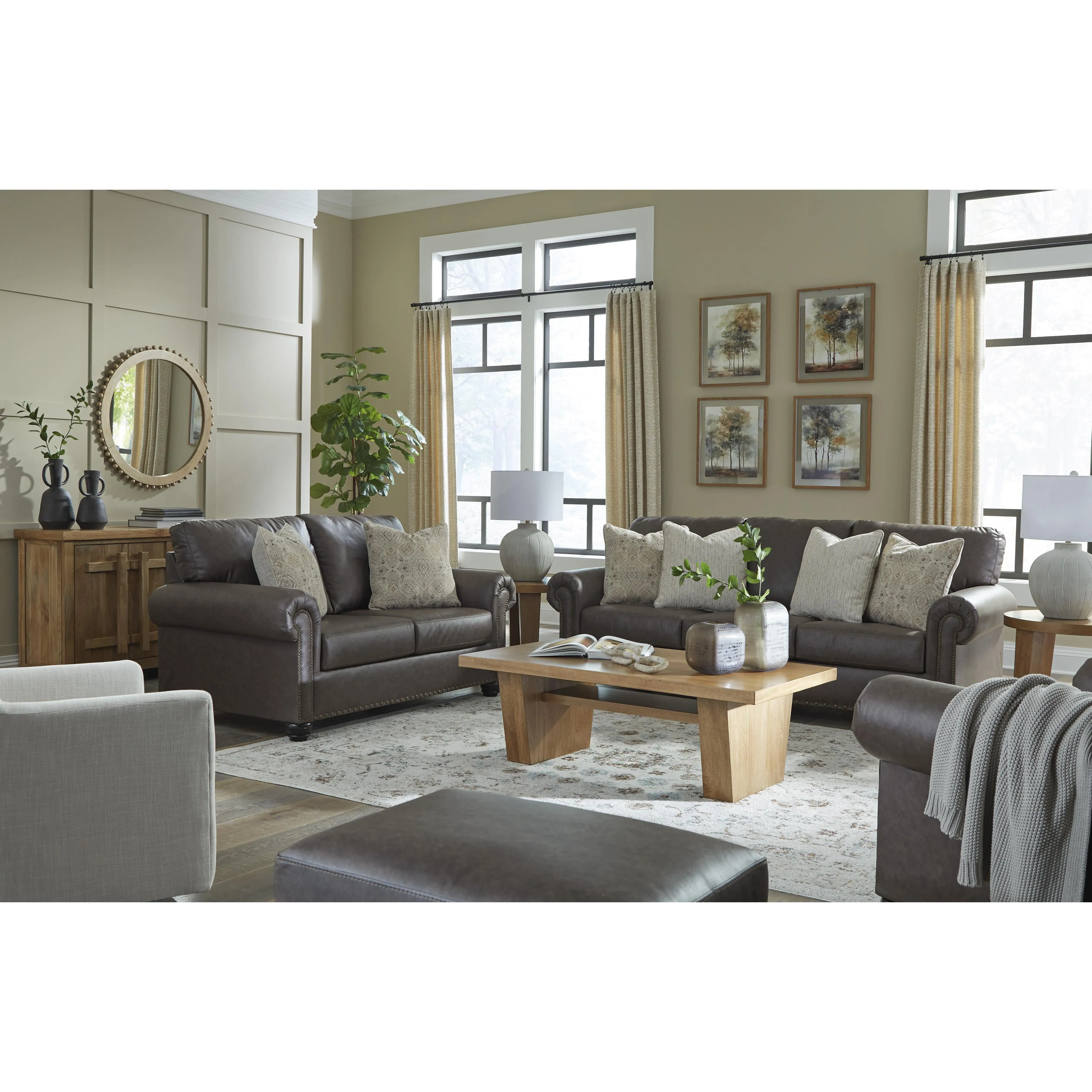 Benchcraft Roxmere Leather Look Ottoman 5550314