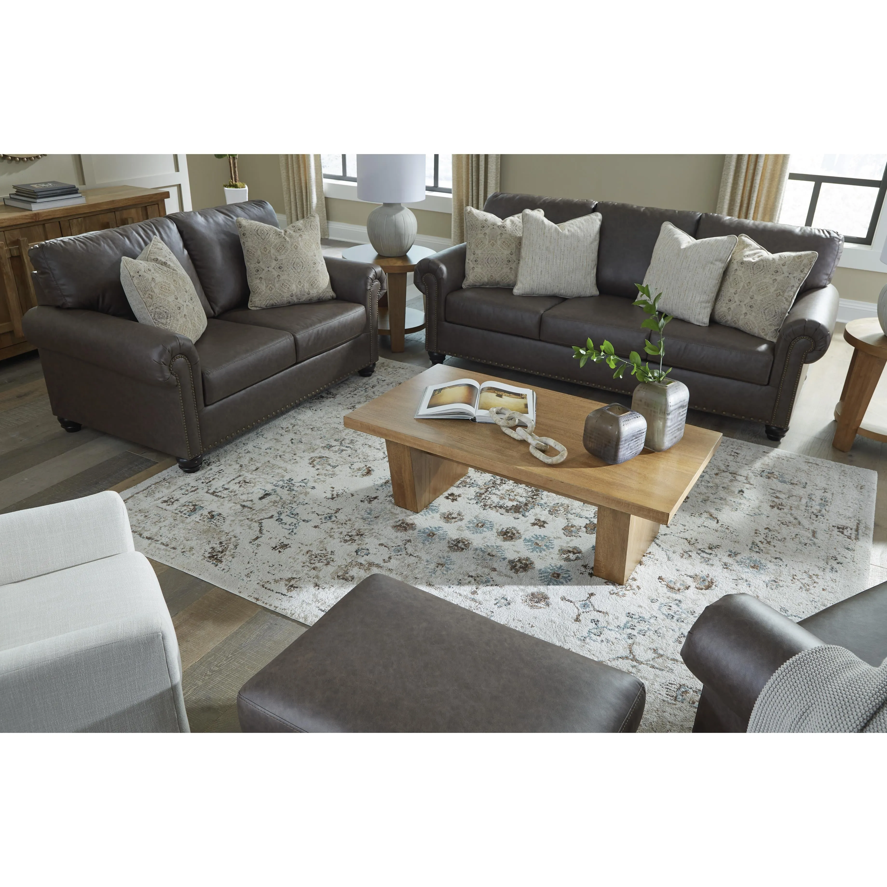 Benchcraft Roxmere Leather Look Ottoman 5550314