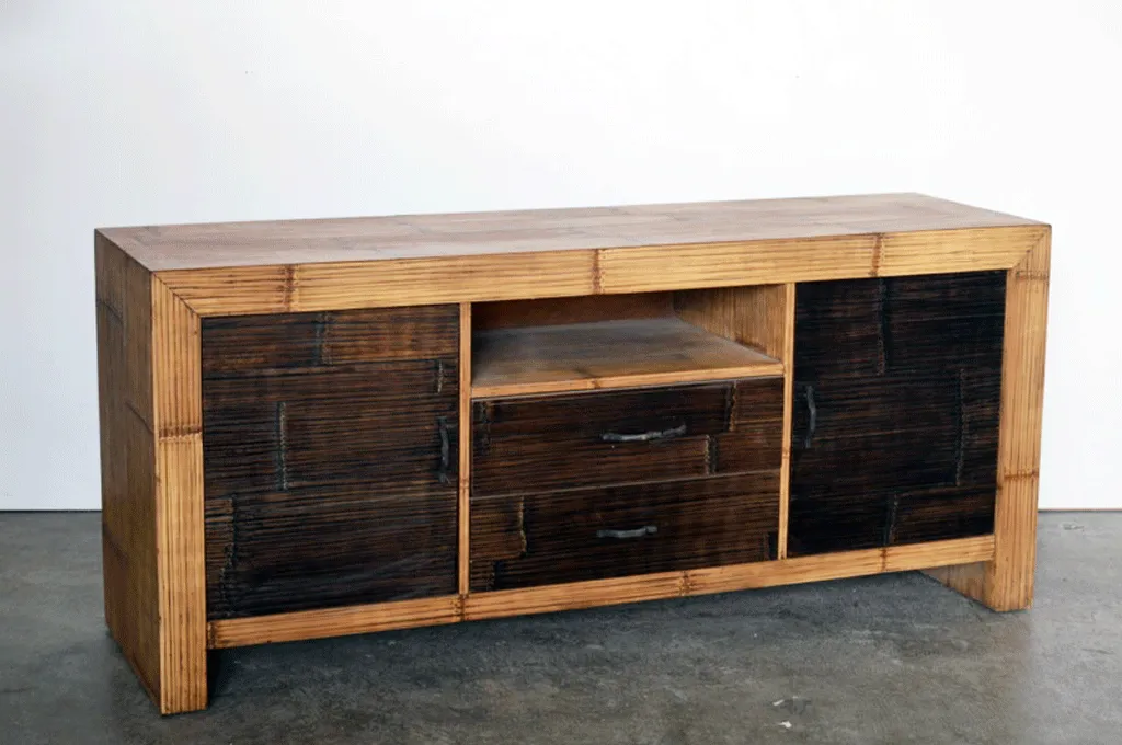 Credenza porta tv Crash Bamboo bicolore 2 ante 2 cassetti SCONTO 50% -Crash bamboo dark 2a2c-