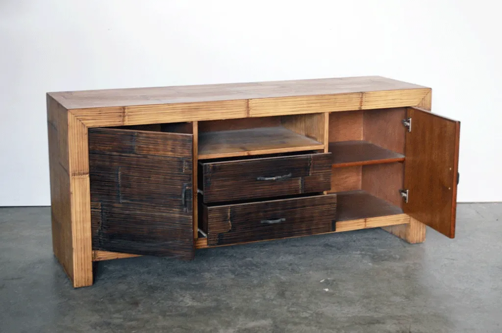 Credenza porta tv Crash Bamboo bicolore 2 ante 2 cassetti SCONTO 50% -Crash bamboo dark 2a2c-