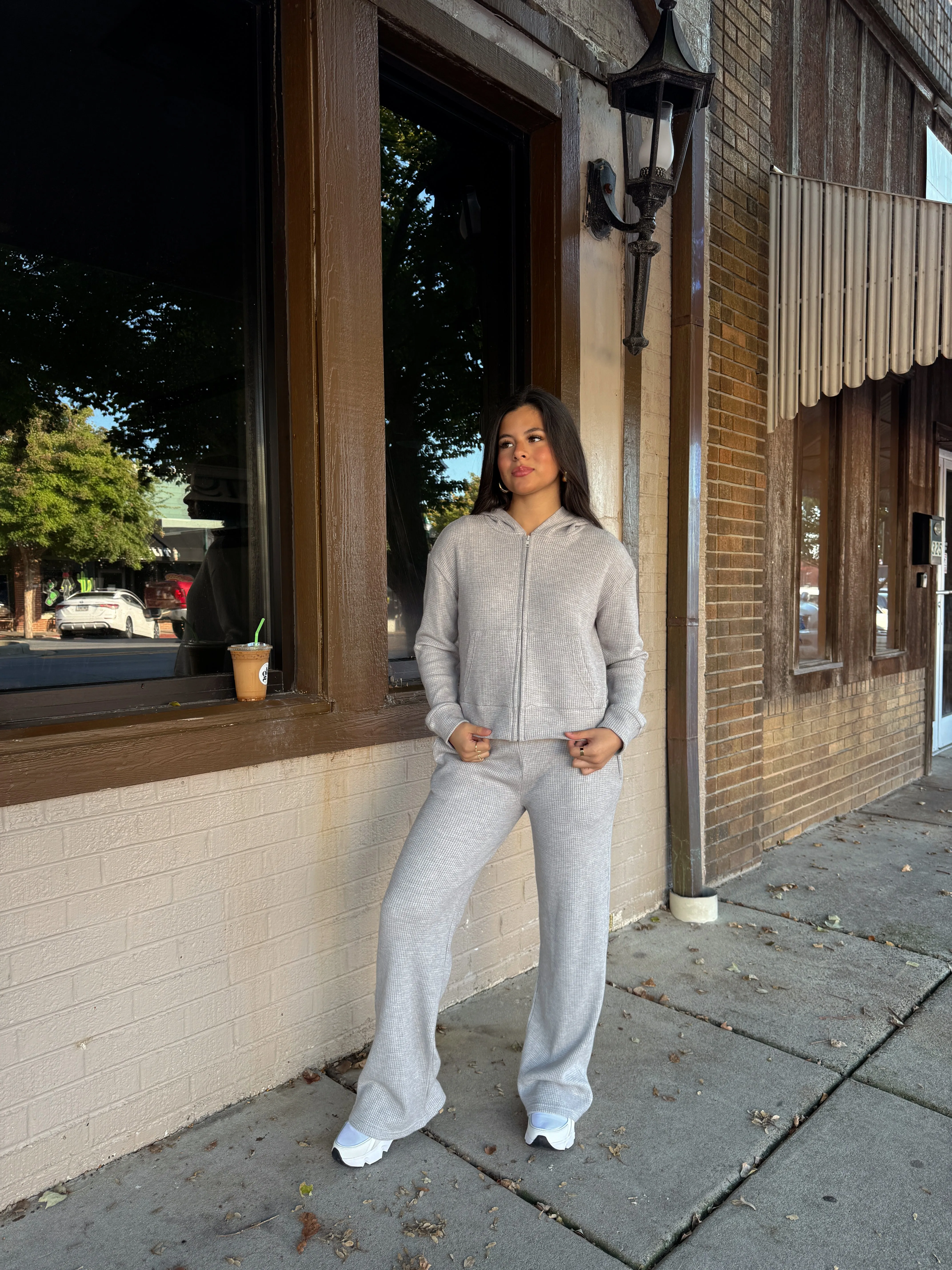 Grey Waffle Knit Set