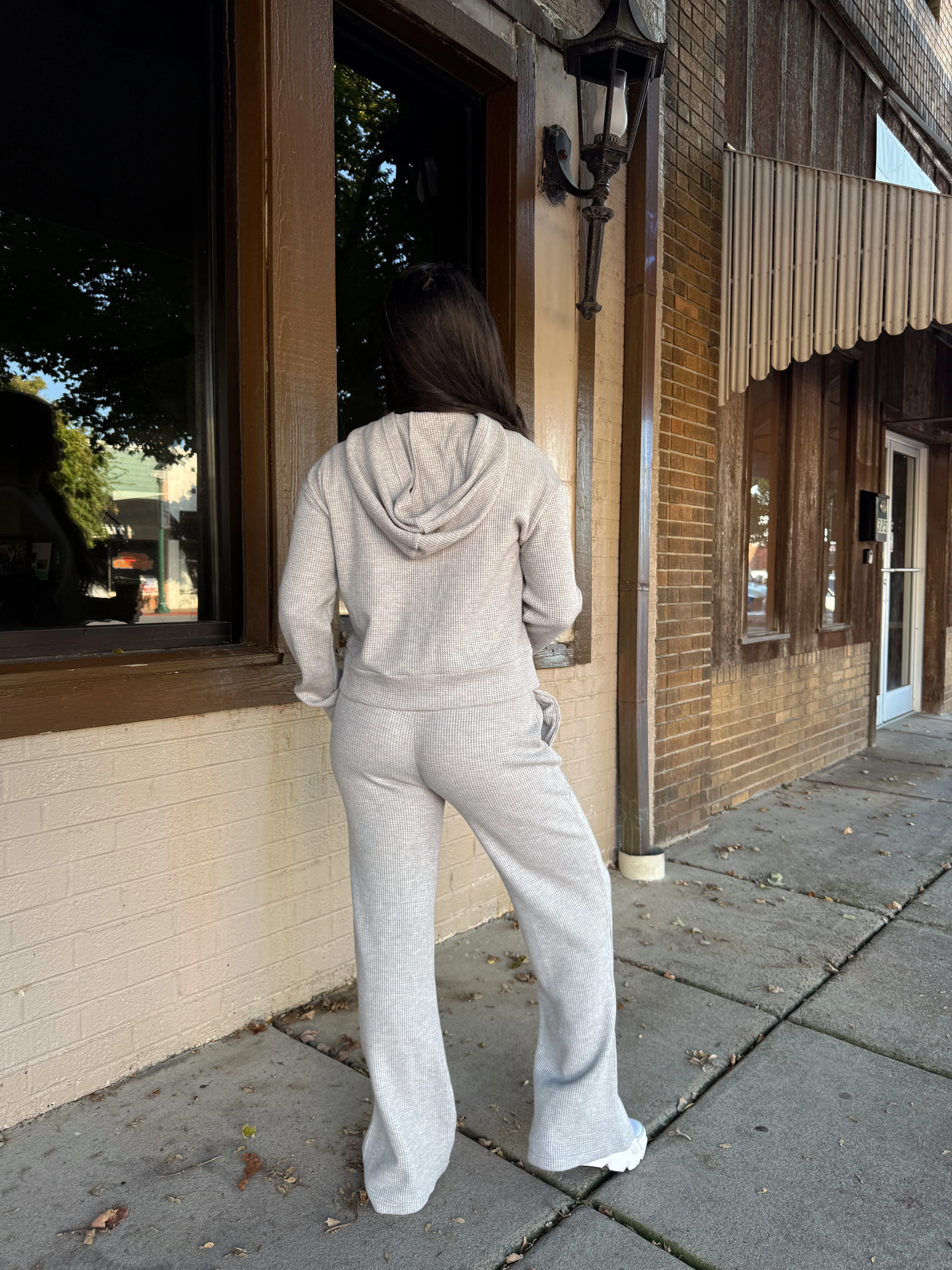 Grey Waffle Knit Set
