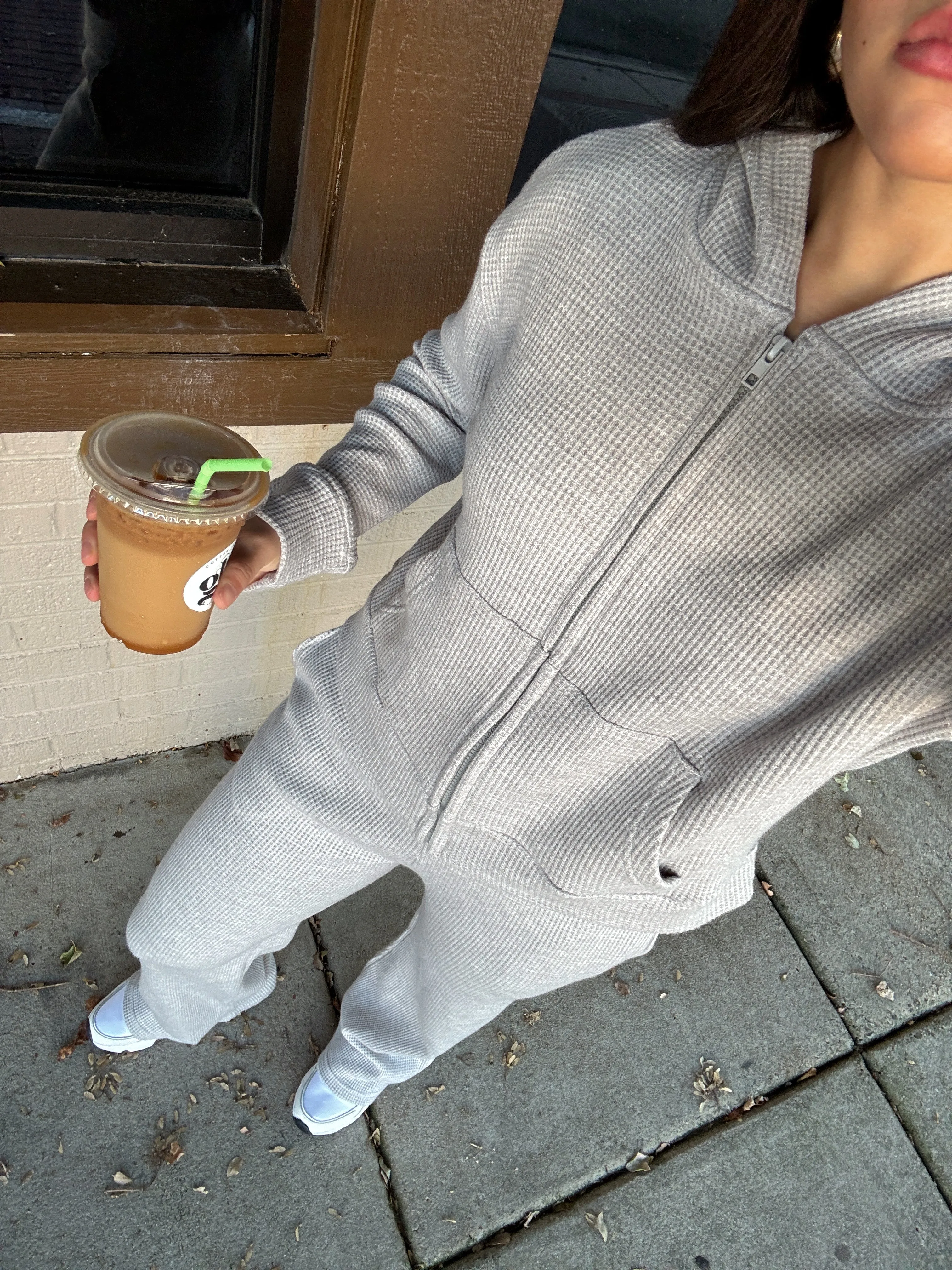 Grey Waffle Knit Set
