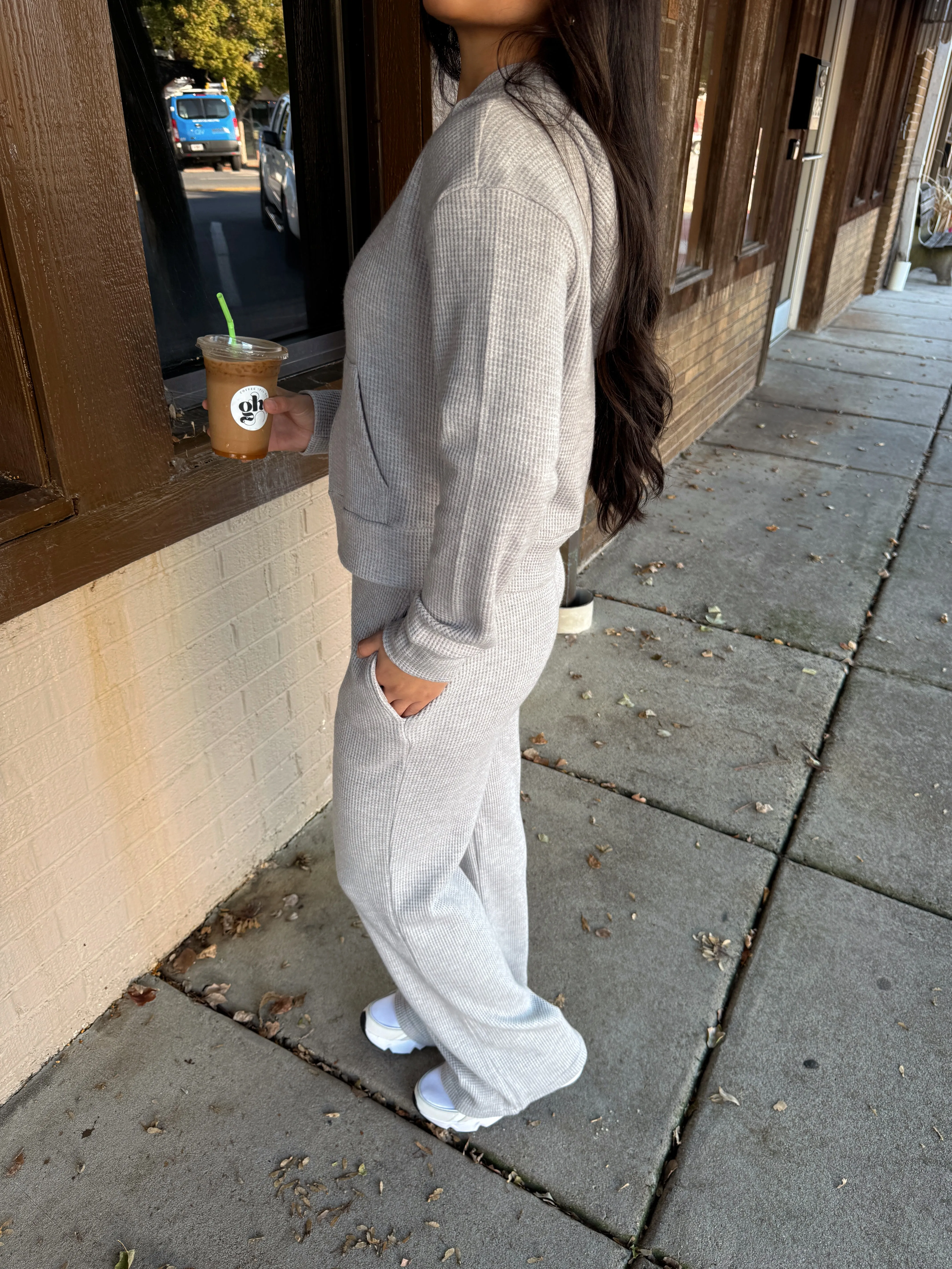 Grey Waffle Knit Set