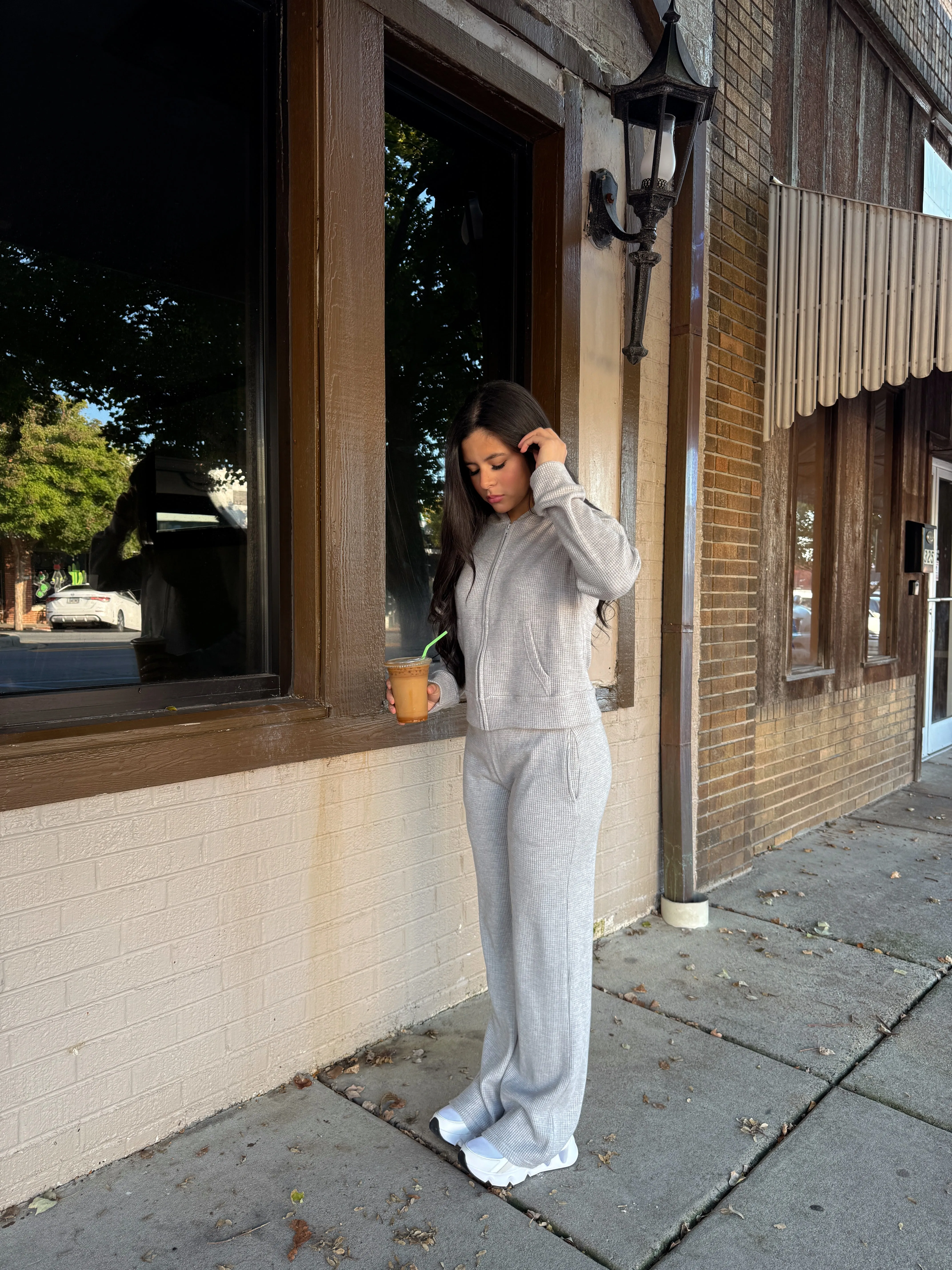 Grey Waffle Knit Set