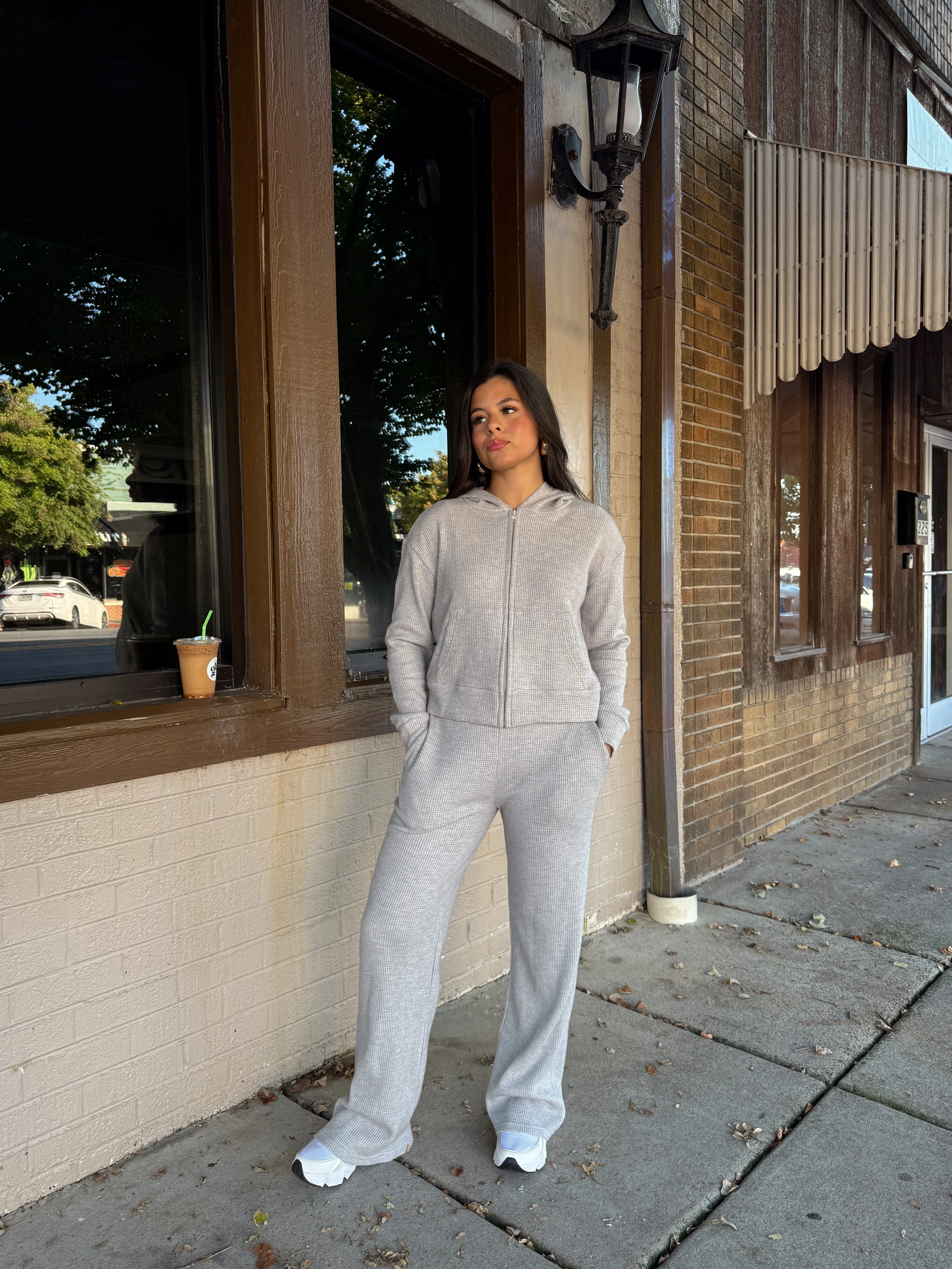 Grey Waffle Knit Set