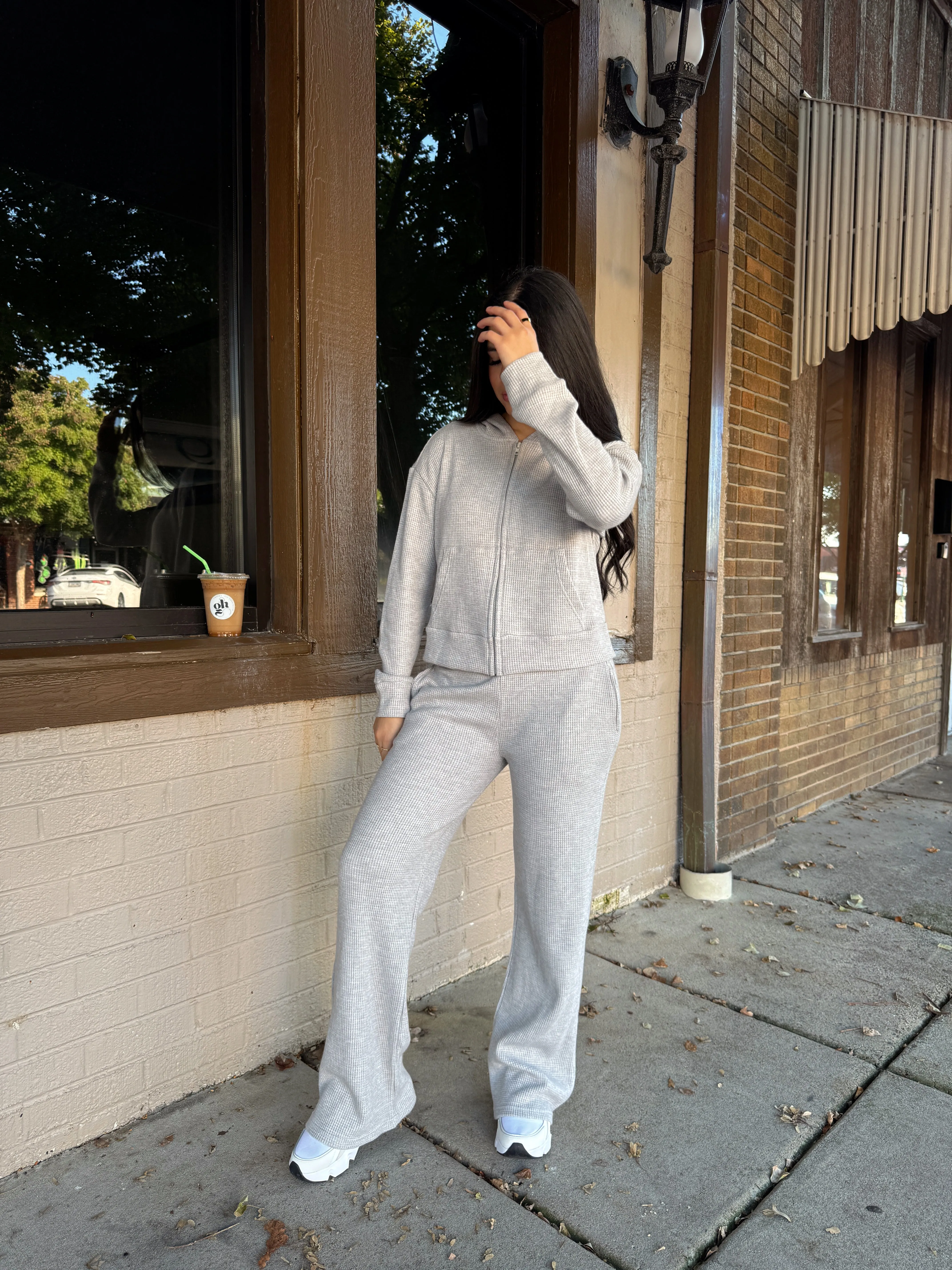 Grey Waffle Knit Set