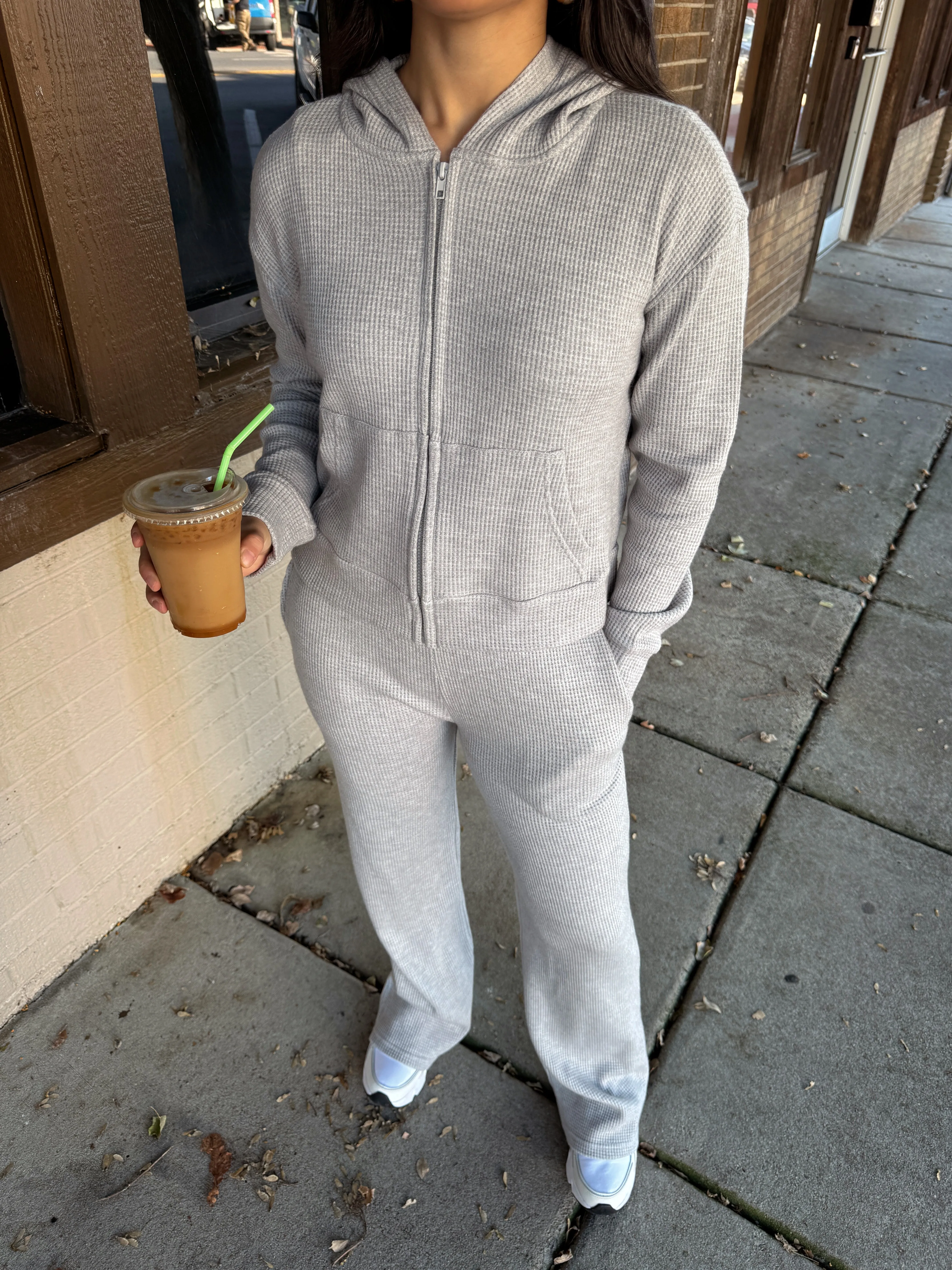 Grey Waffle Knit Set
