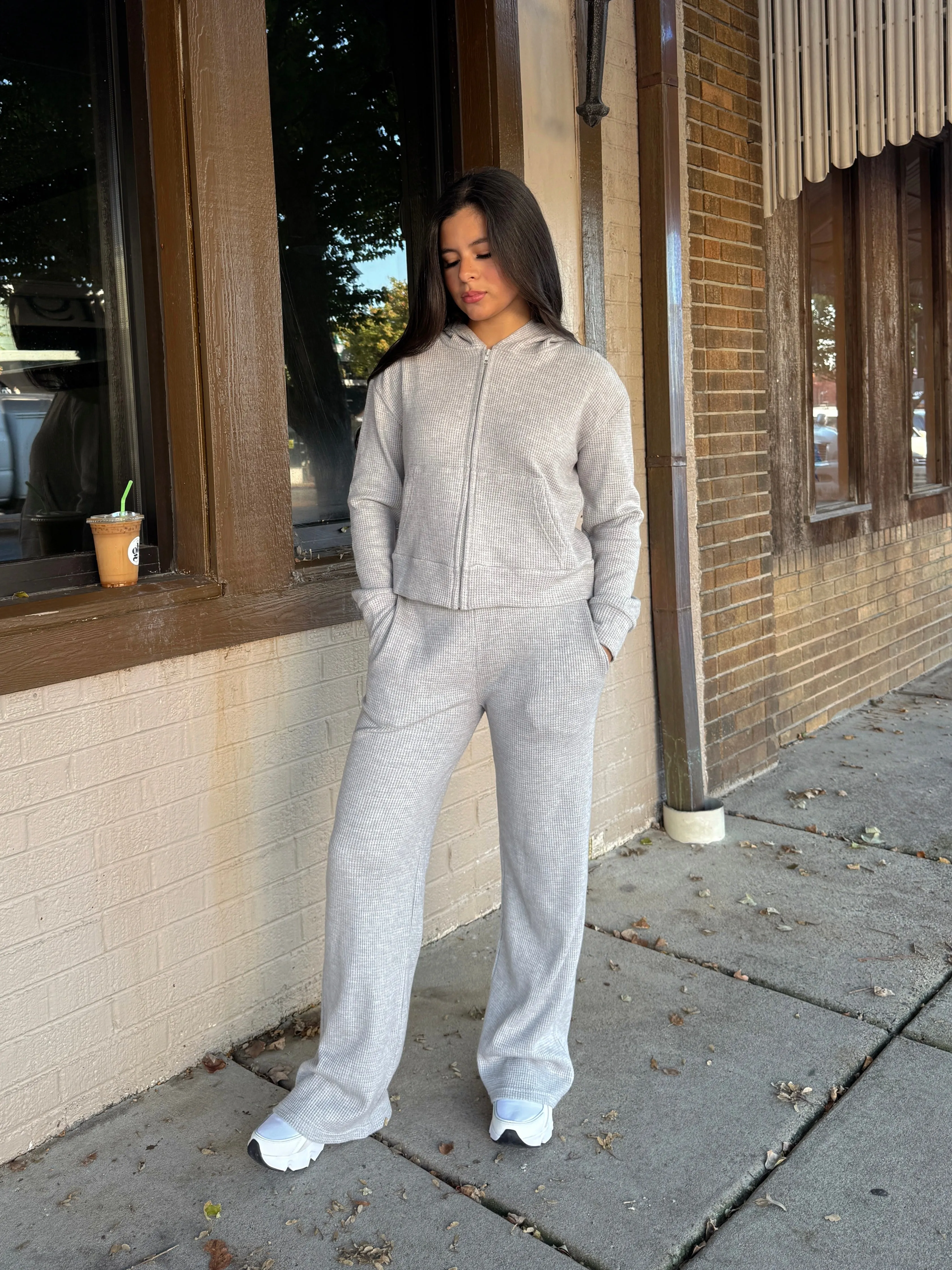 Grey Waffle Knit Set