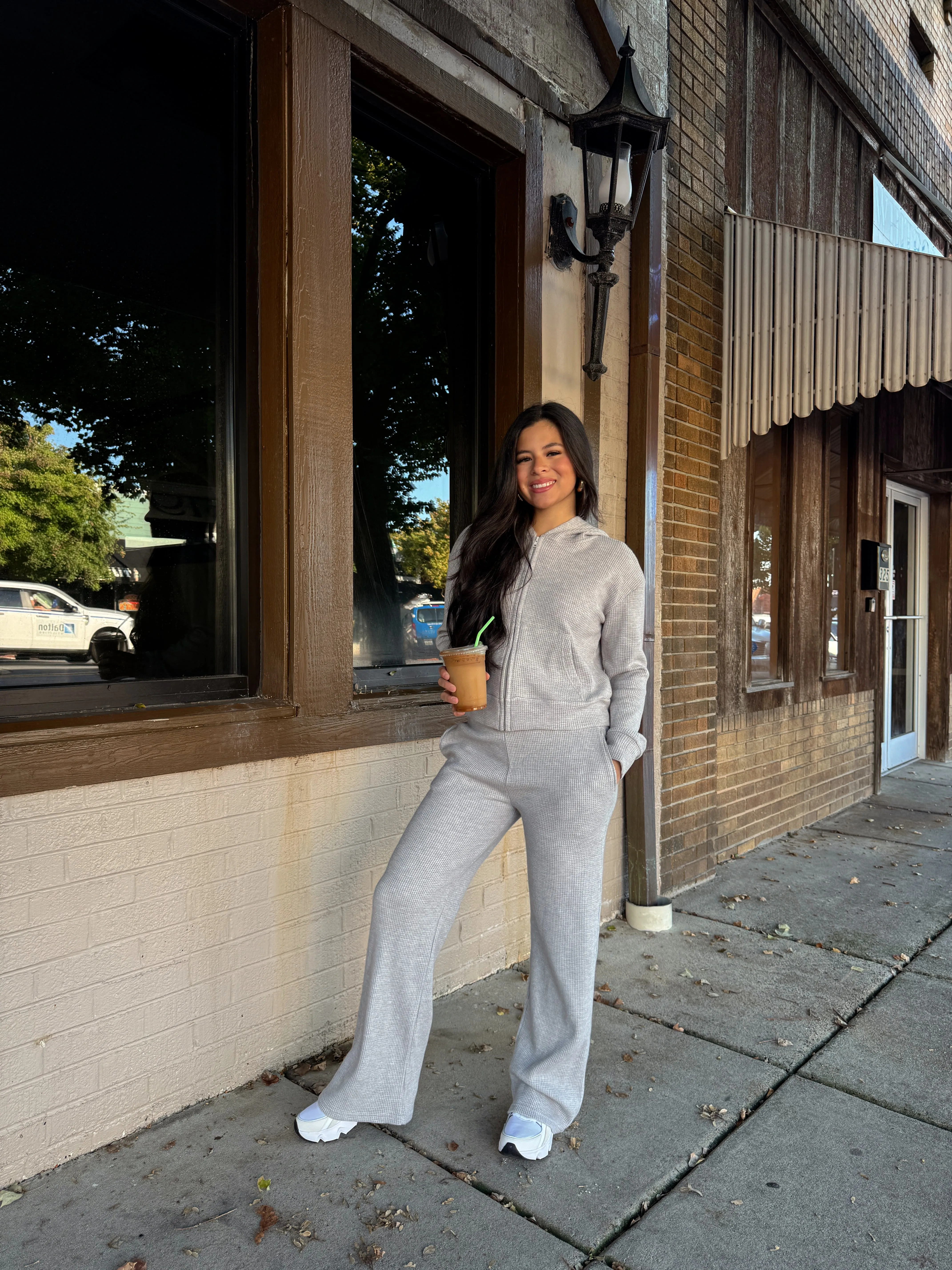 Grey Waffle Knit Set
