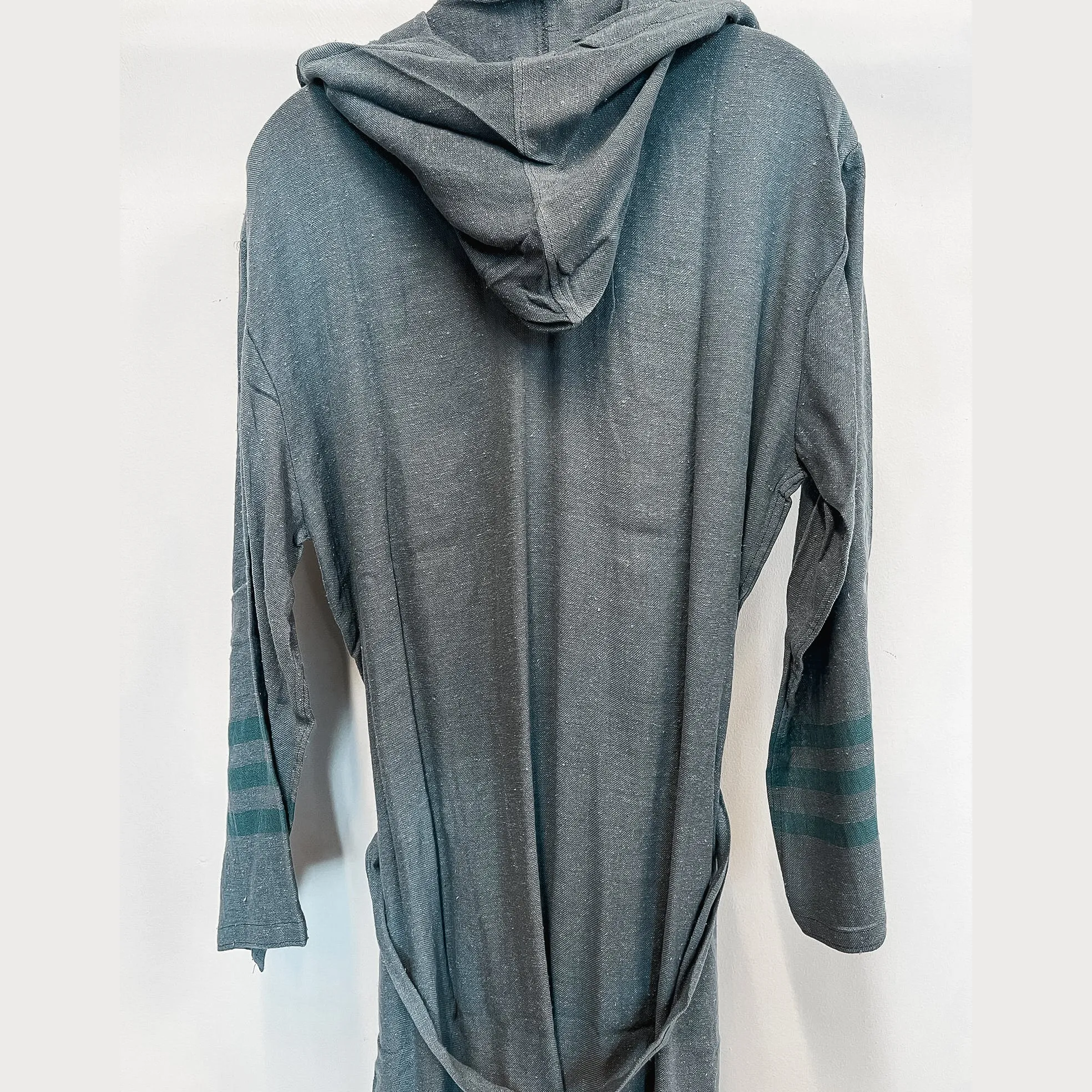 Hand-Woven Pure Silk Turkish Towel Bathrobe Blue