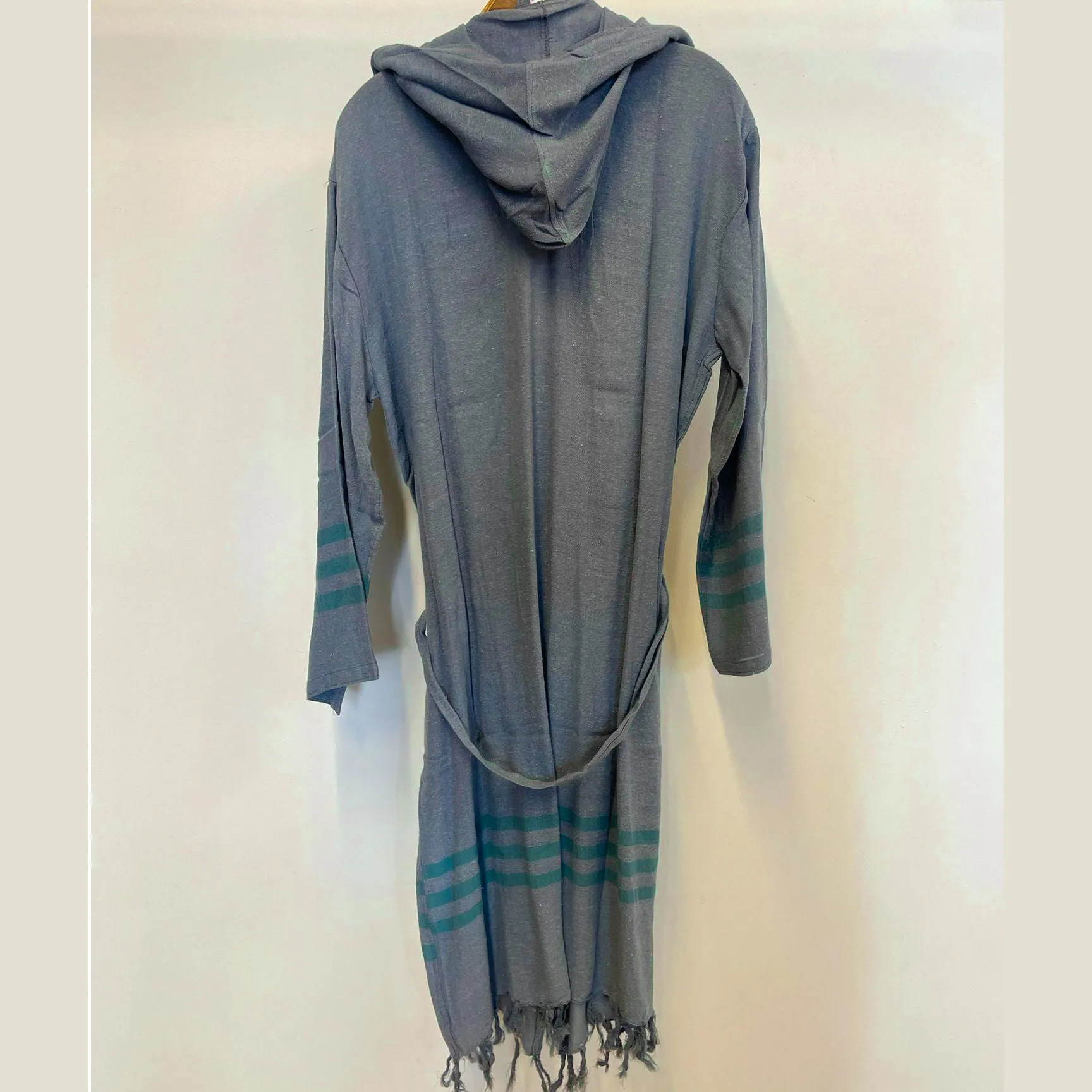 Hand-Woven Pure Silk Turkish Towel Bathrobe Blue