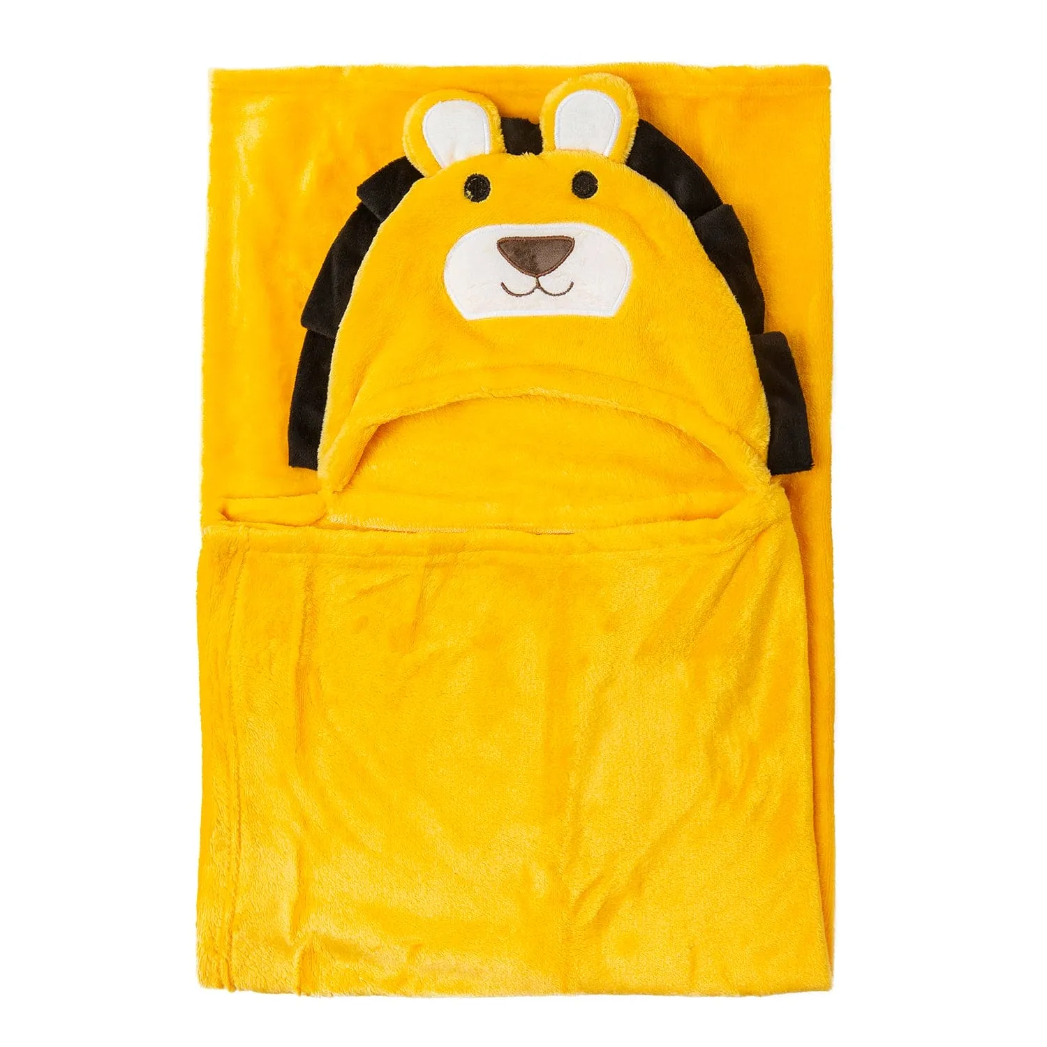 Lion Soft Cozy Hooded Blanket Yellow