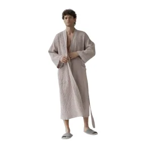 Powder Linen & Cotton Waffle Bathrobe
