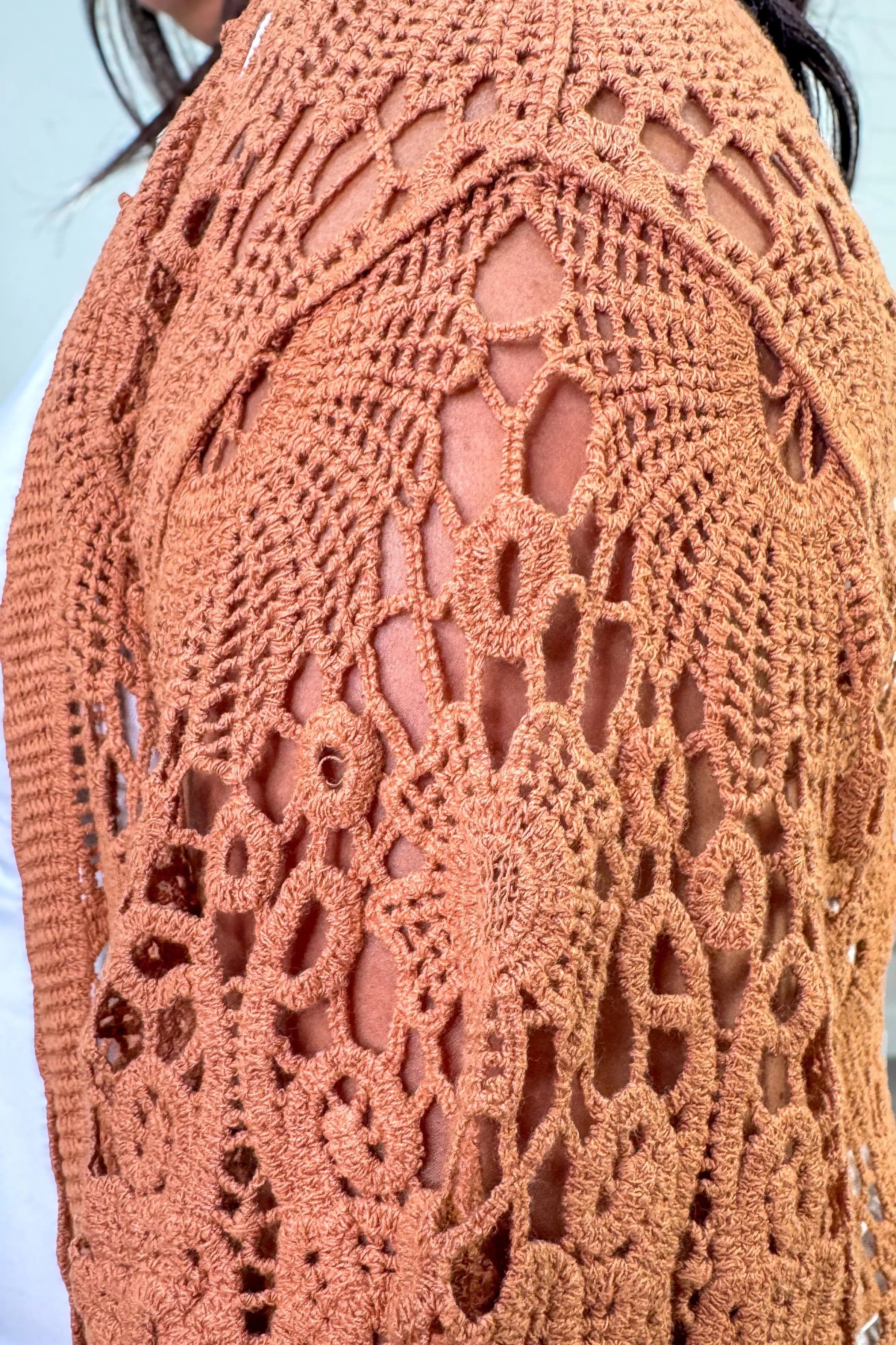 Rust Crochet Kimono