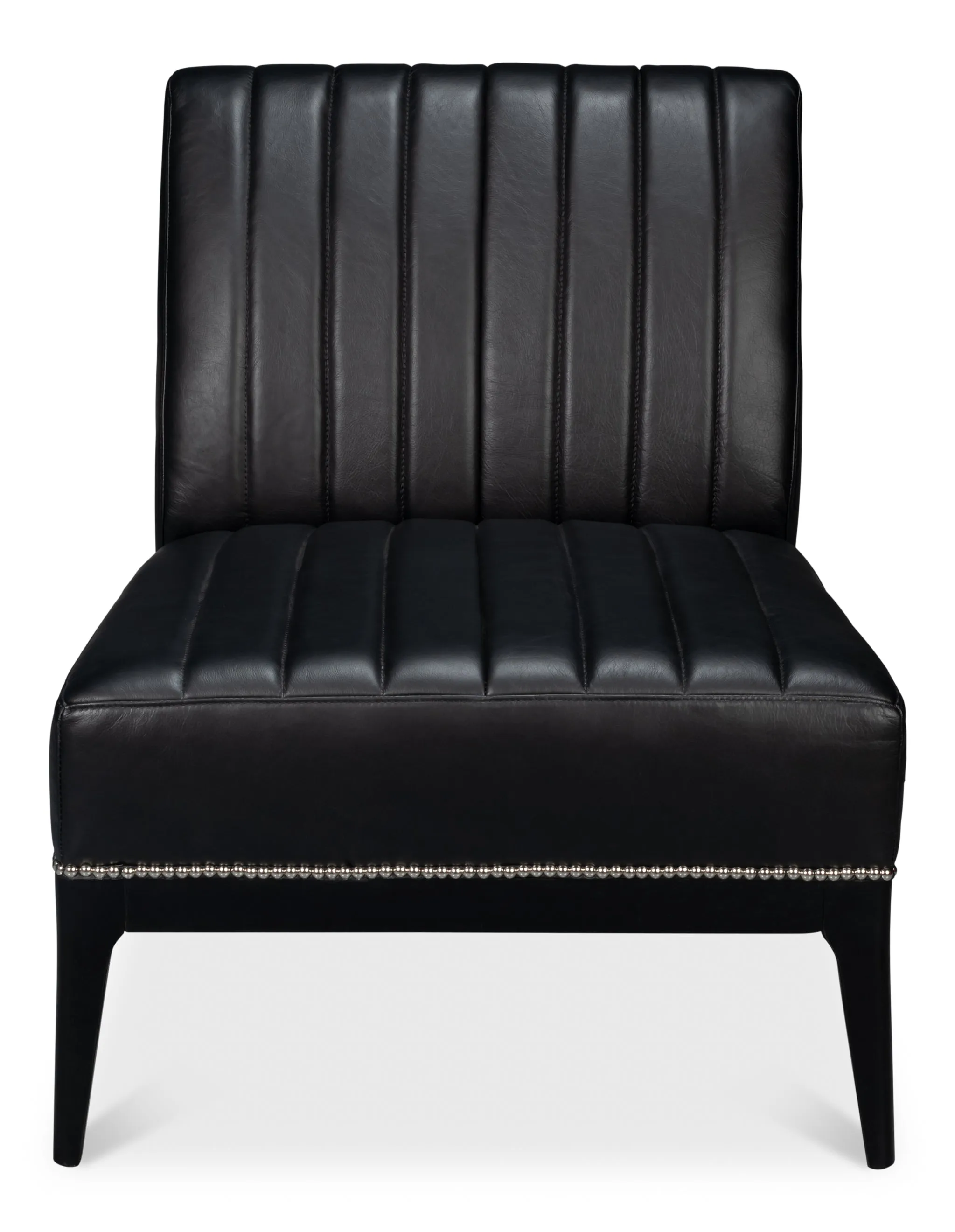 Sarreid - Agave Slipper Chair Distilled Lthr  Blk - Black - Contemporary