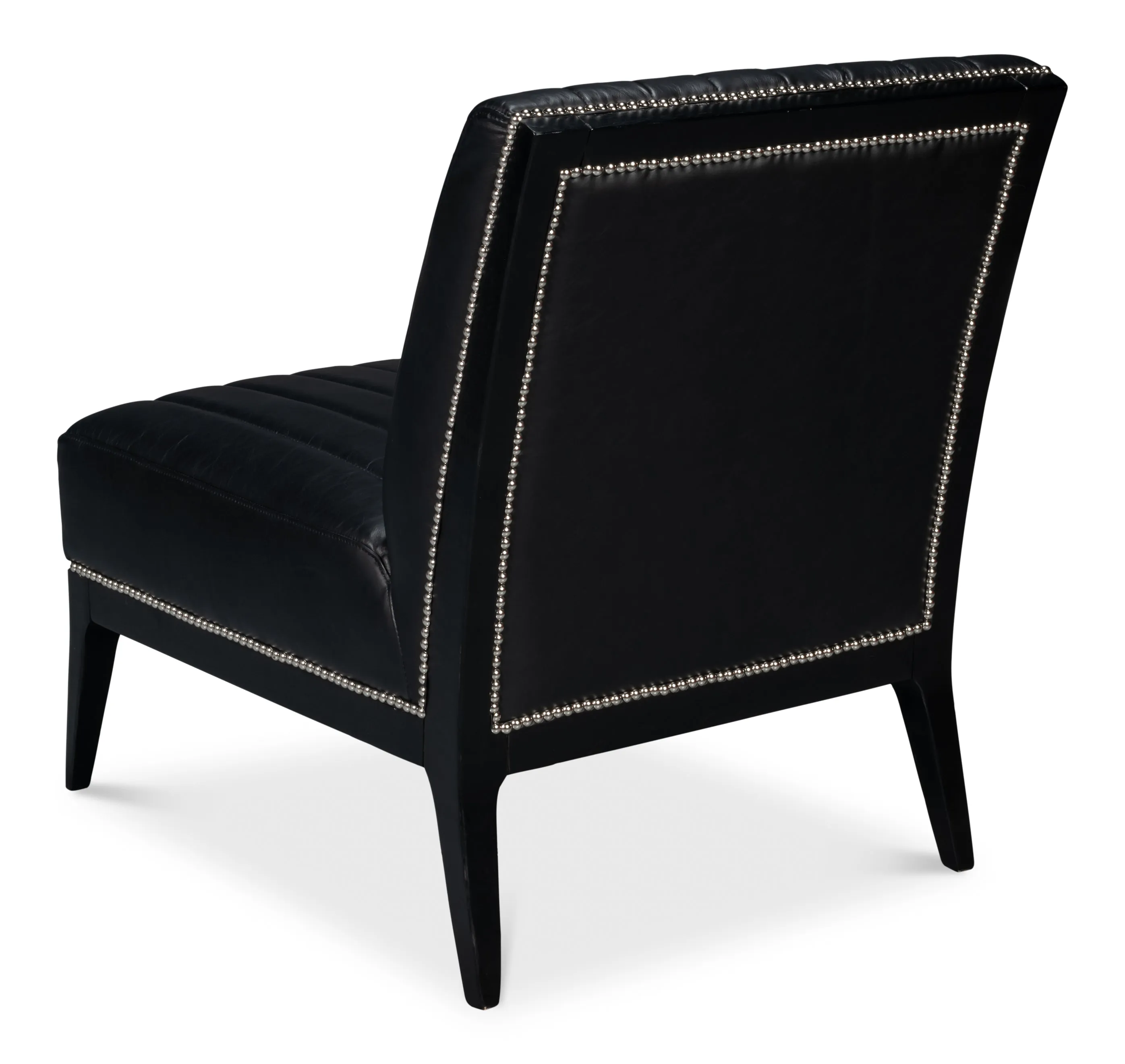 Sarreid - Agave Slipper Chair Distilled Lthr  Blk - Black - Contemporary