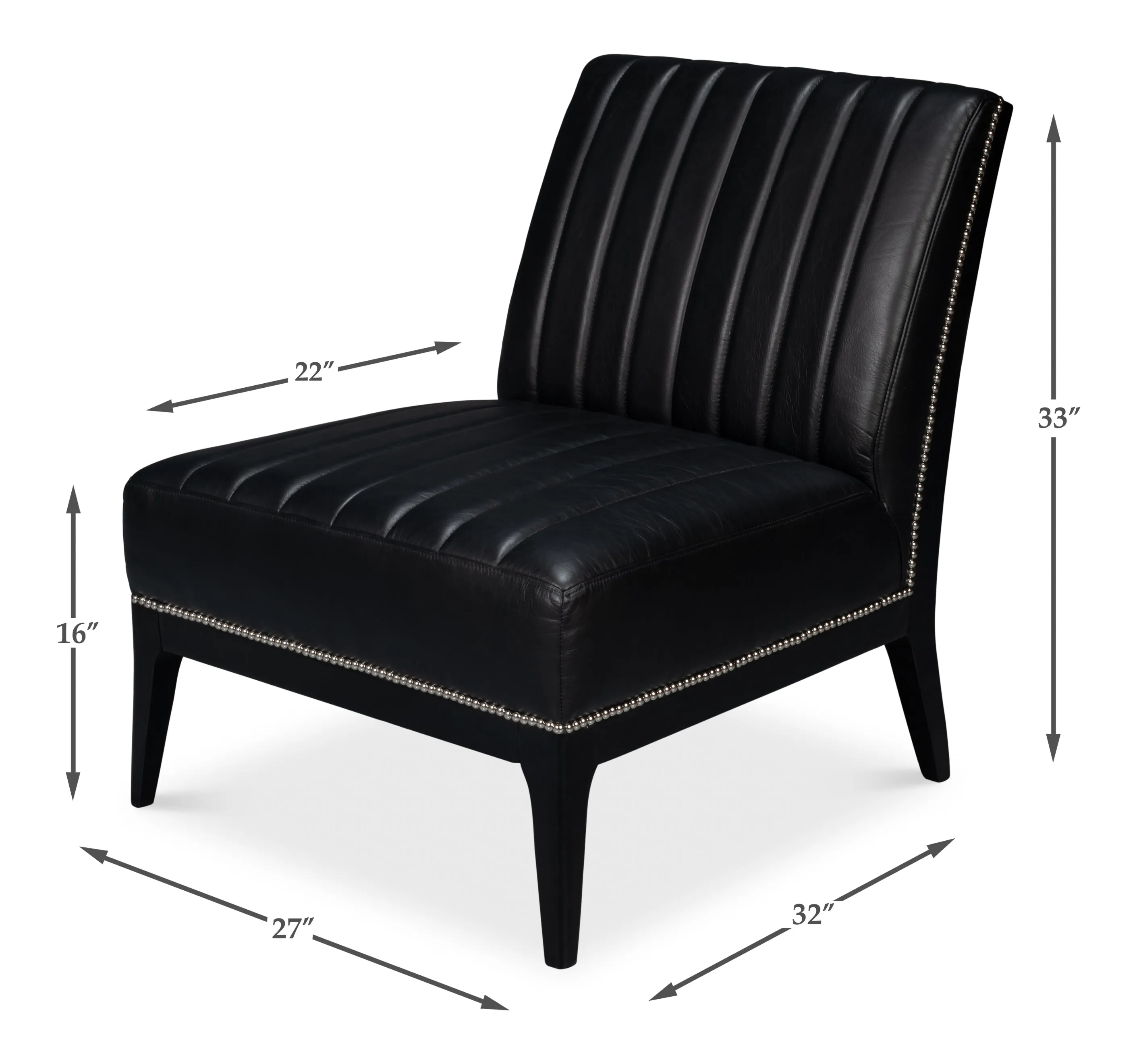 Sarreid - Agave Slipper Chair Distilled Lthr  Blk - Black - Contemporary