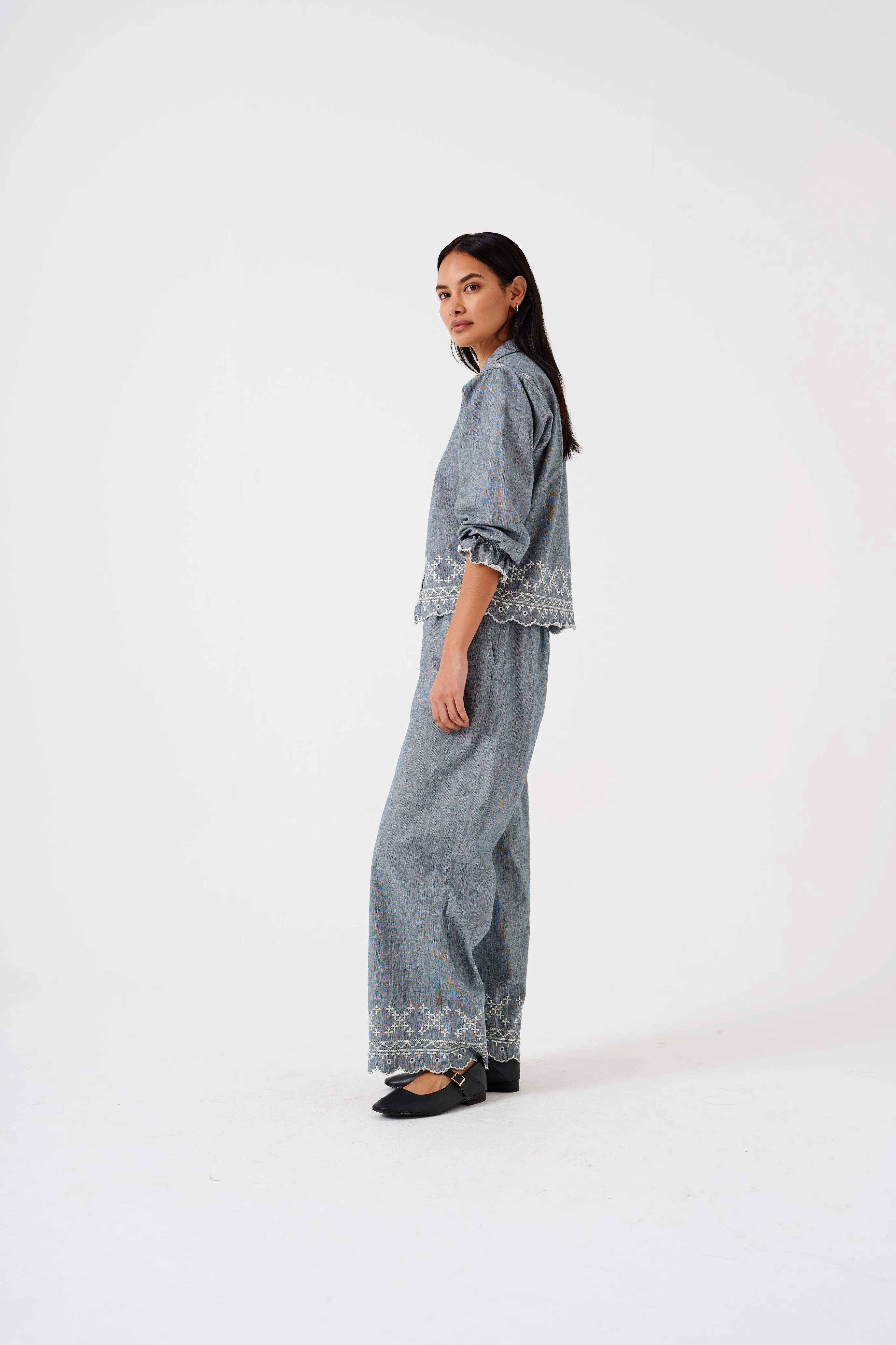 Sophie Pant in Indigo Linen