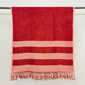Turkish Terry Silk Bath Towel Red