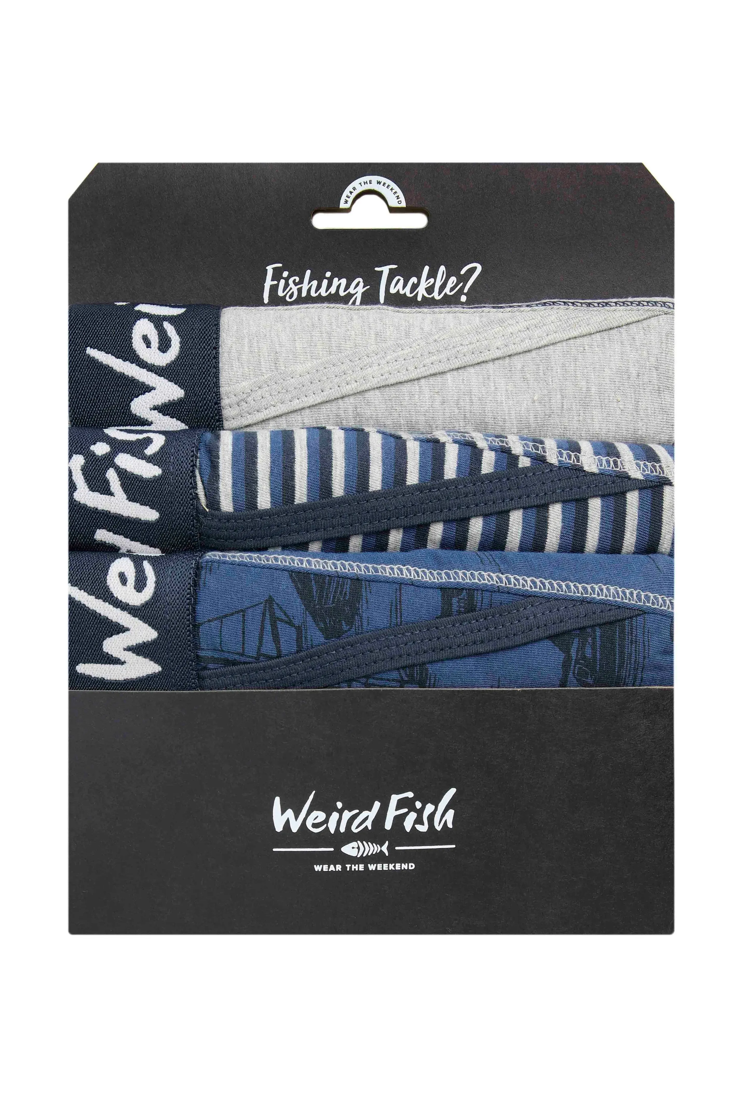 Weird Fish M Blue Ashridge Boxer Shorts (Pack of 3)
